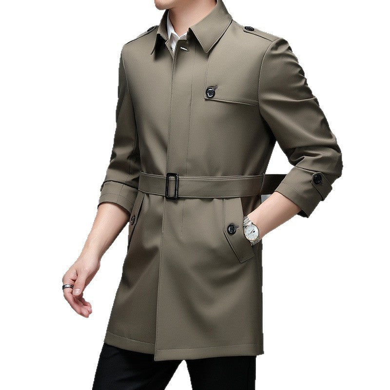 Men's Trench Coat Mid-length Lapel Casual Coat - Image 5
