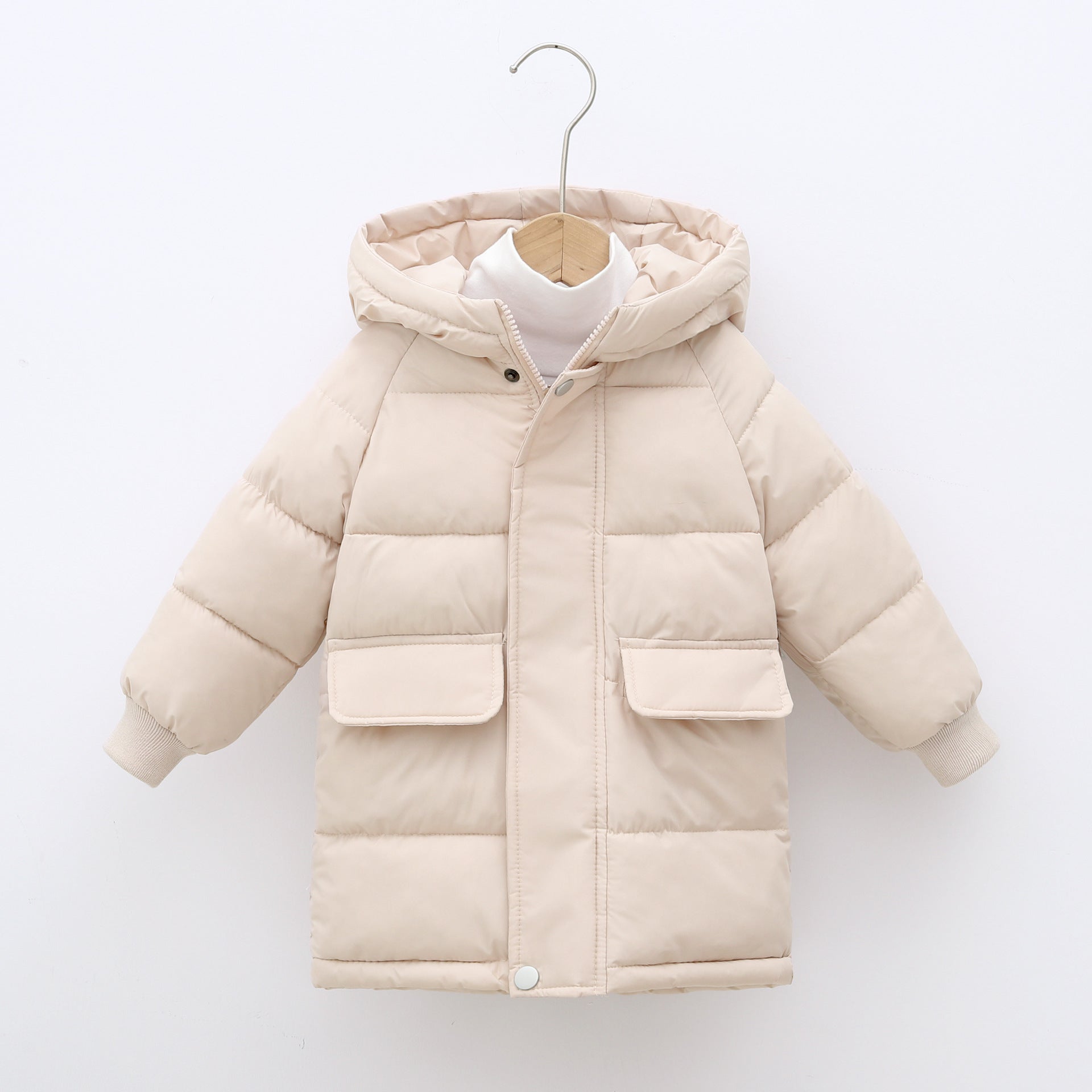 Mid-length Children's Cotton Clothes Hooded Thickened Jacket - Image 4