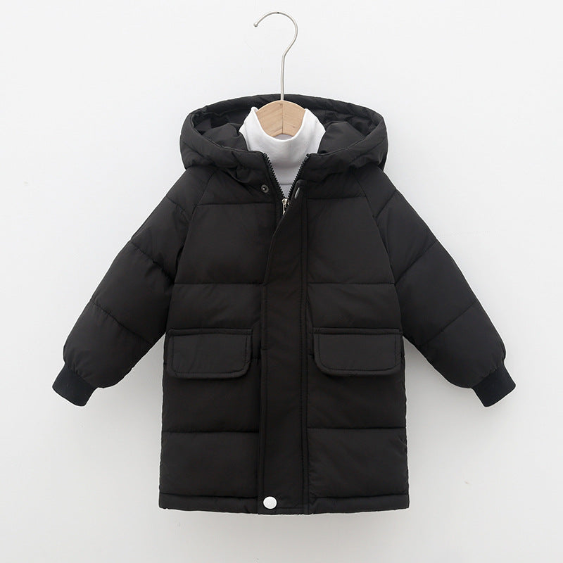 Mid-length Children's Cotton Clothes Hooded Thickened Jacket - Image 9