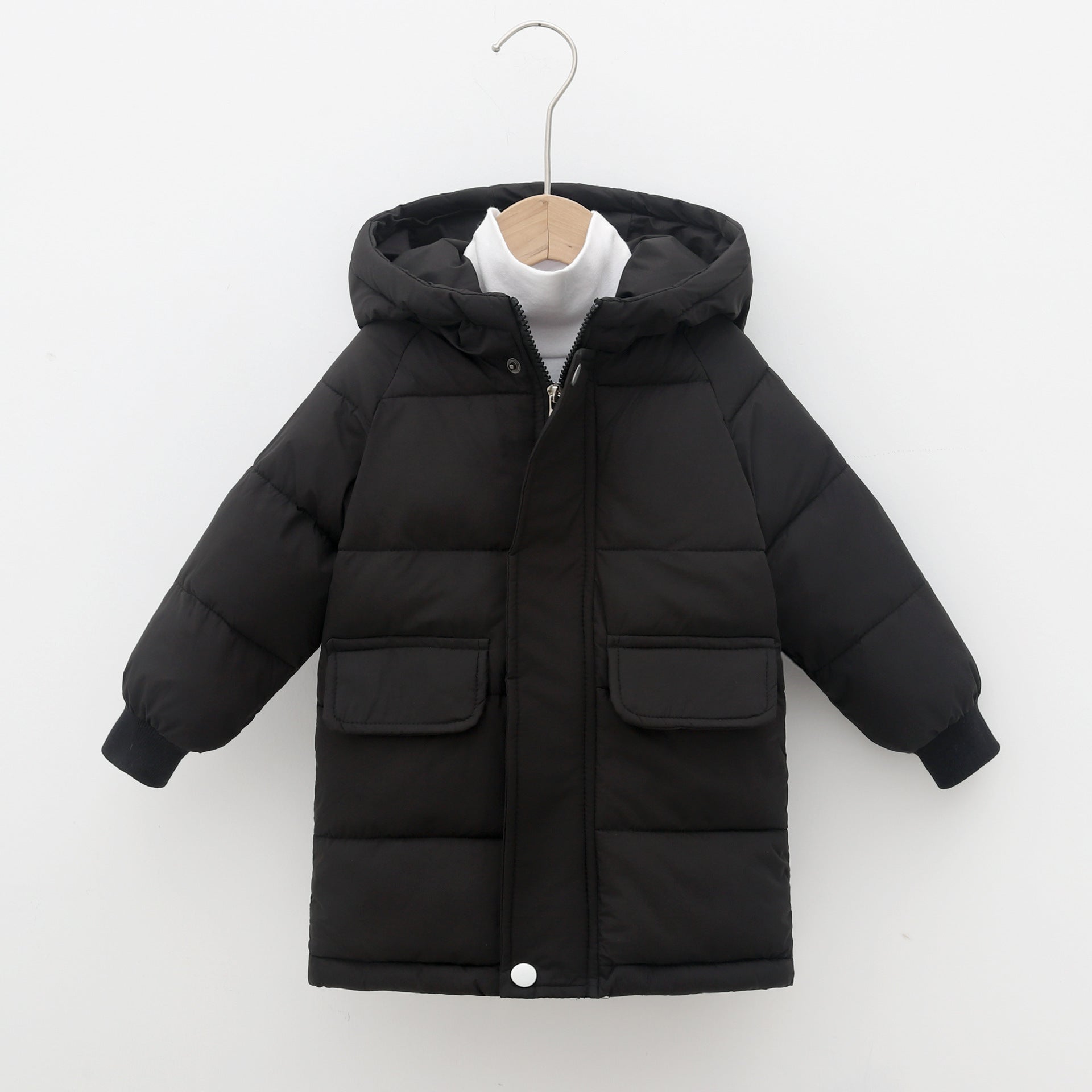 Mid-length Children's Cotton Clothes Hooded Thickened Jacket - Image 3