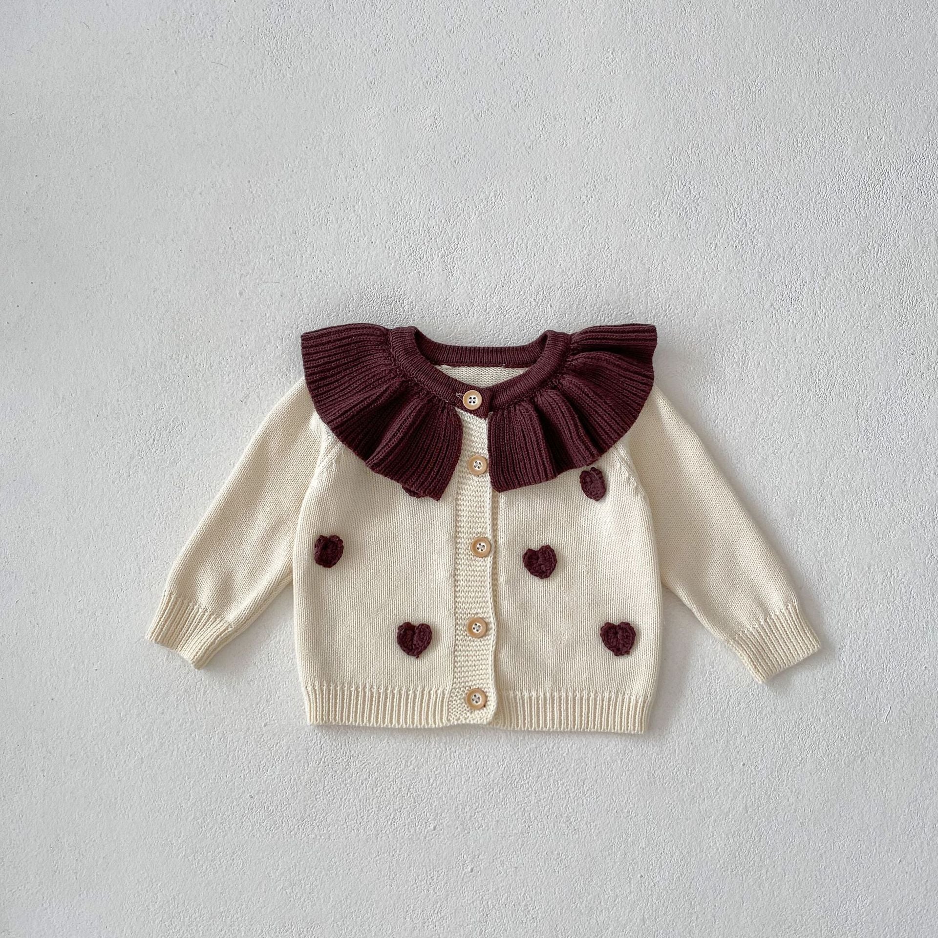 Girls' Fashion Heart Knitted Long-sleeved Jacket - Image 5