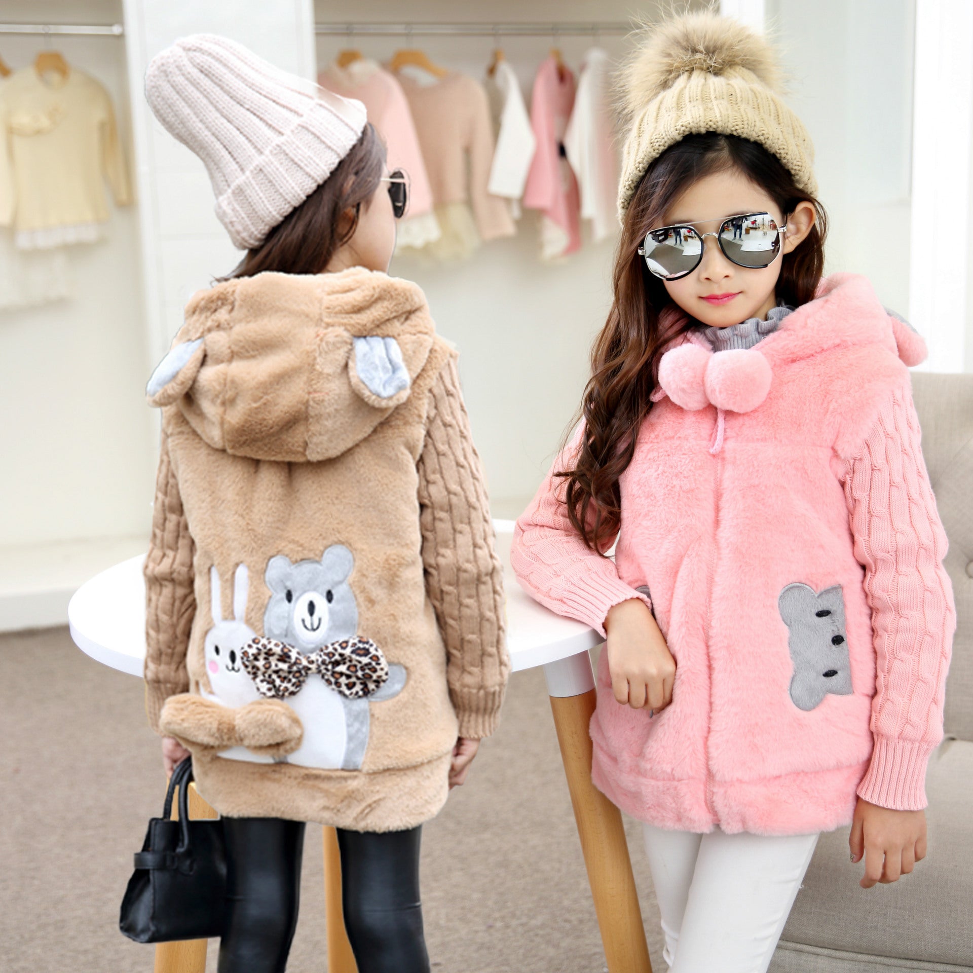 Girls' Fashion Simple Faux Fur Cotton Jacket - Image 3