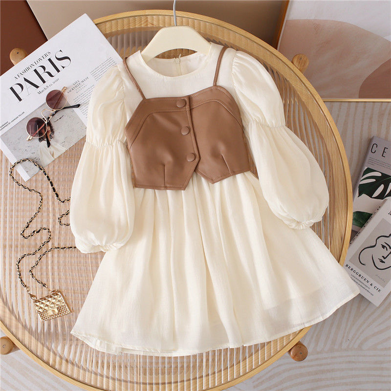 Girls' Dress Two-piece Vest Set Long Sleeve - Image 5