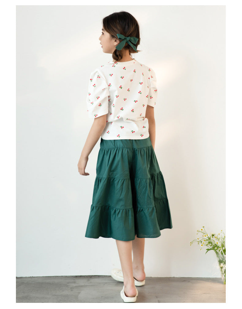 Korean Version Of Morandi Culottes Set Women's Big Kids Casual Pants Set - Image 7