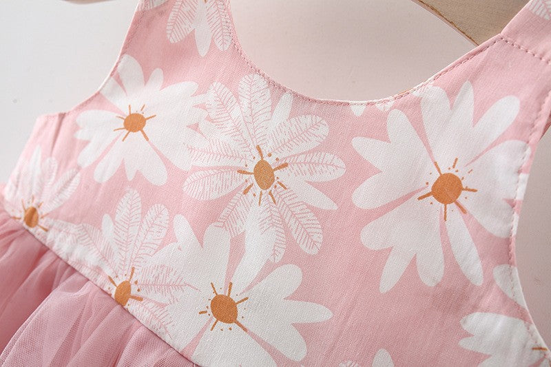 Girls' Summer New Floral Mesh Slip Dress - Image 7