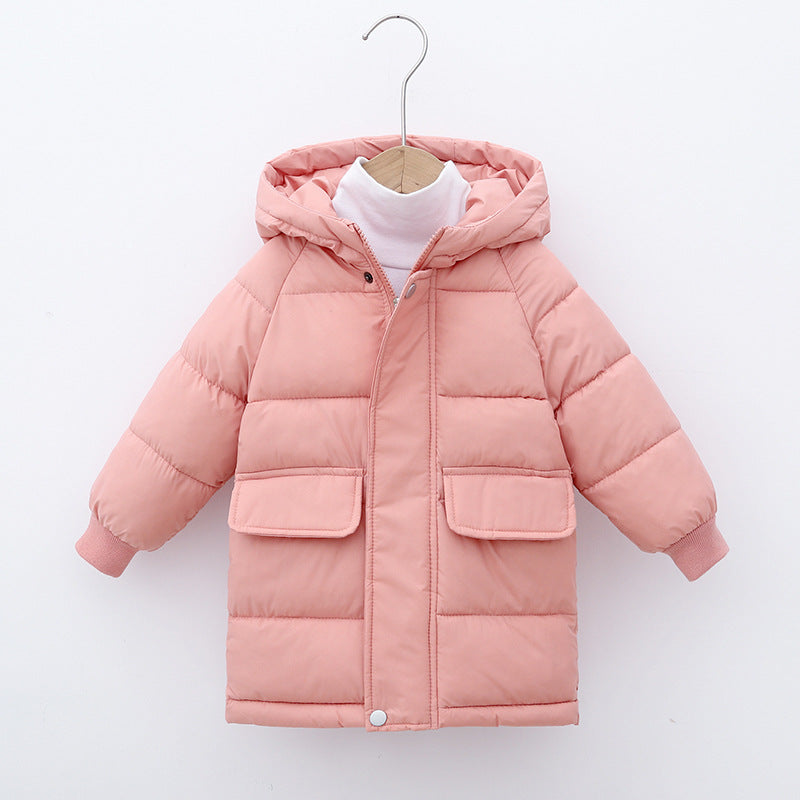 Mid-length Children's Cotton Clothes Hooded Thickened Jacket - Image 7