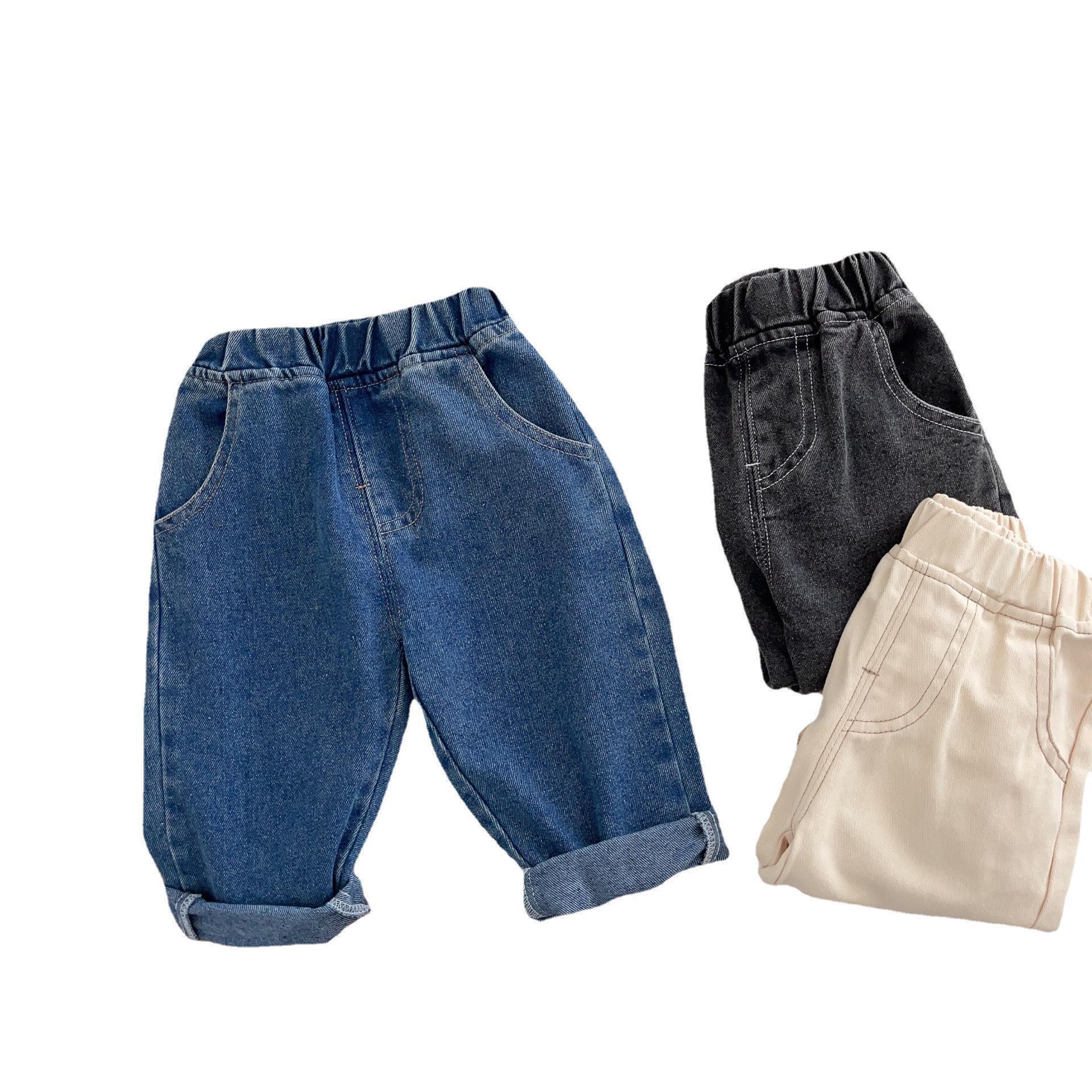 Soft Casual Children Simple Solid Color Jeans - Image 2