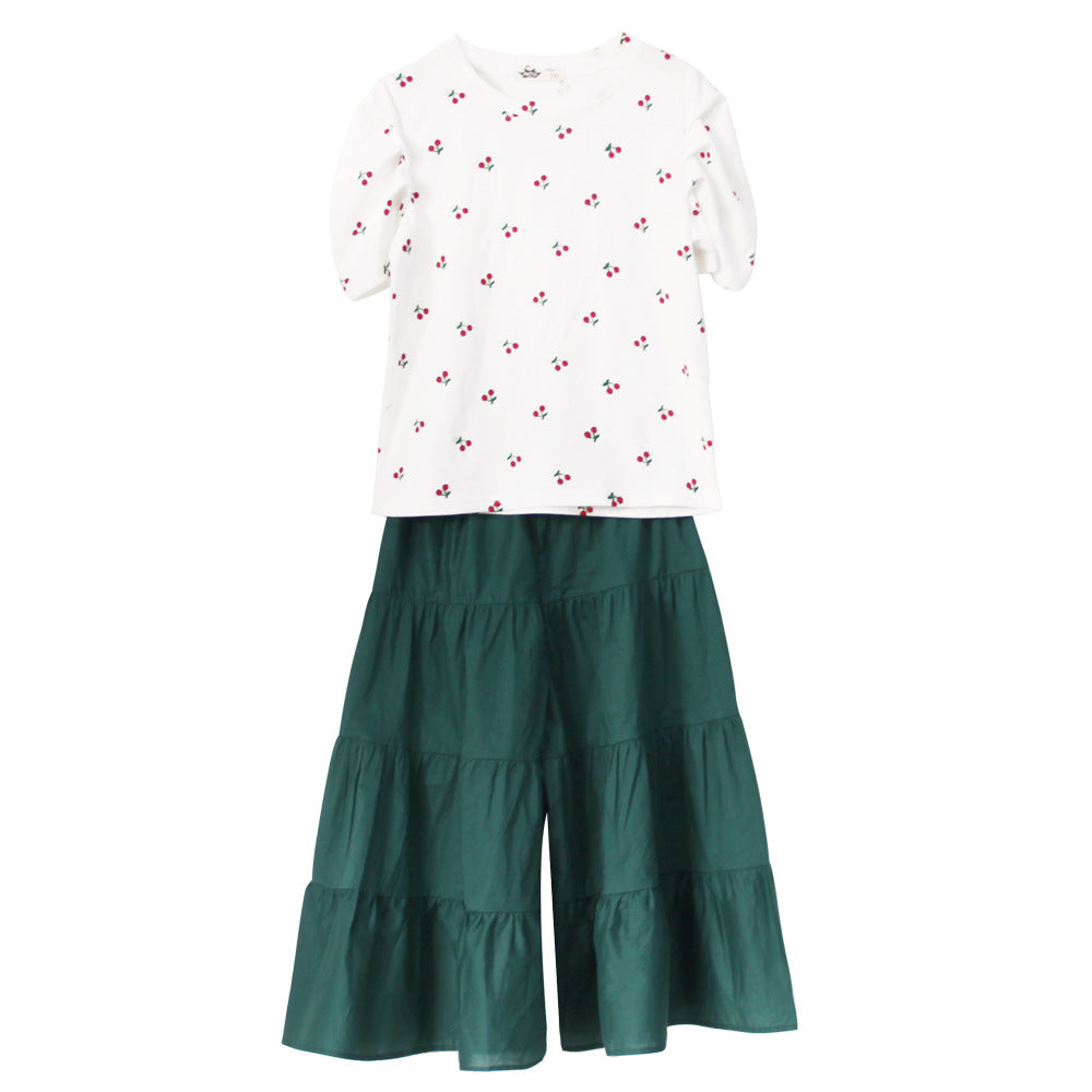 Korean Version Of Morandi Culottes Set Women's Big Kids Casual Pants Set - Image 6