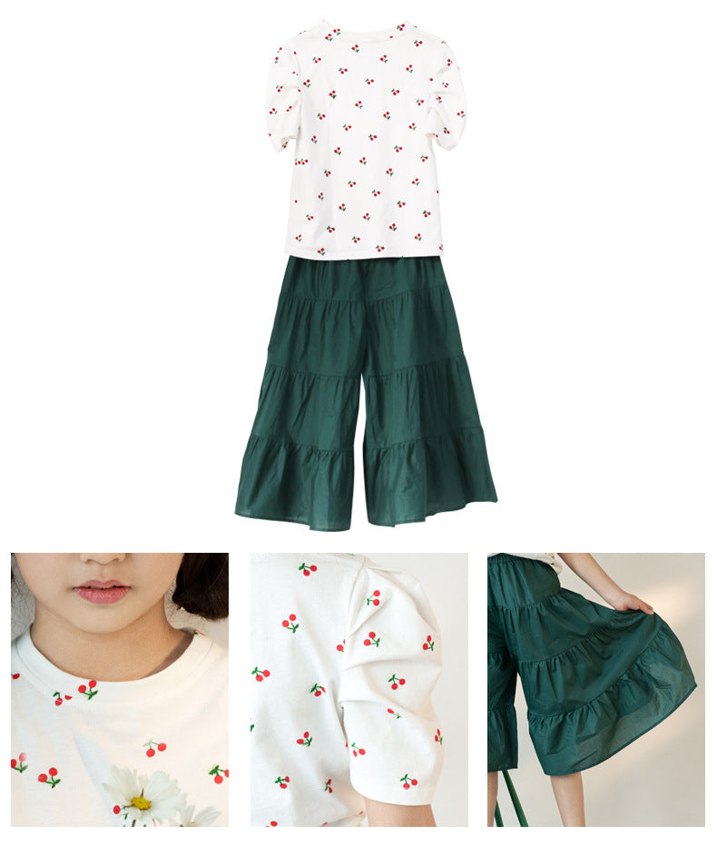 Korean Version Of Morandi Culottes Set Women's Big Kids Casual Pants Set - Image 10
