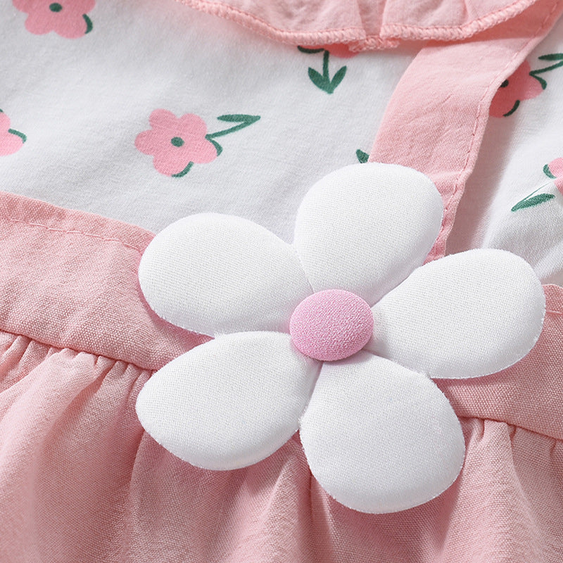 Girls' Cute Fake Two-piece All-match Short Sleeve Dress - Image 3