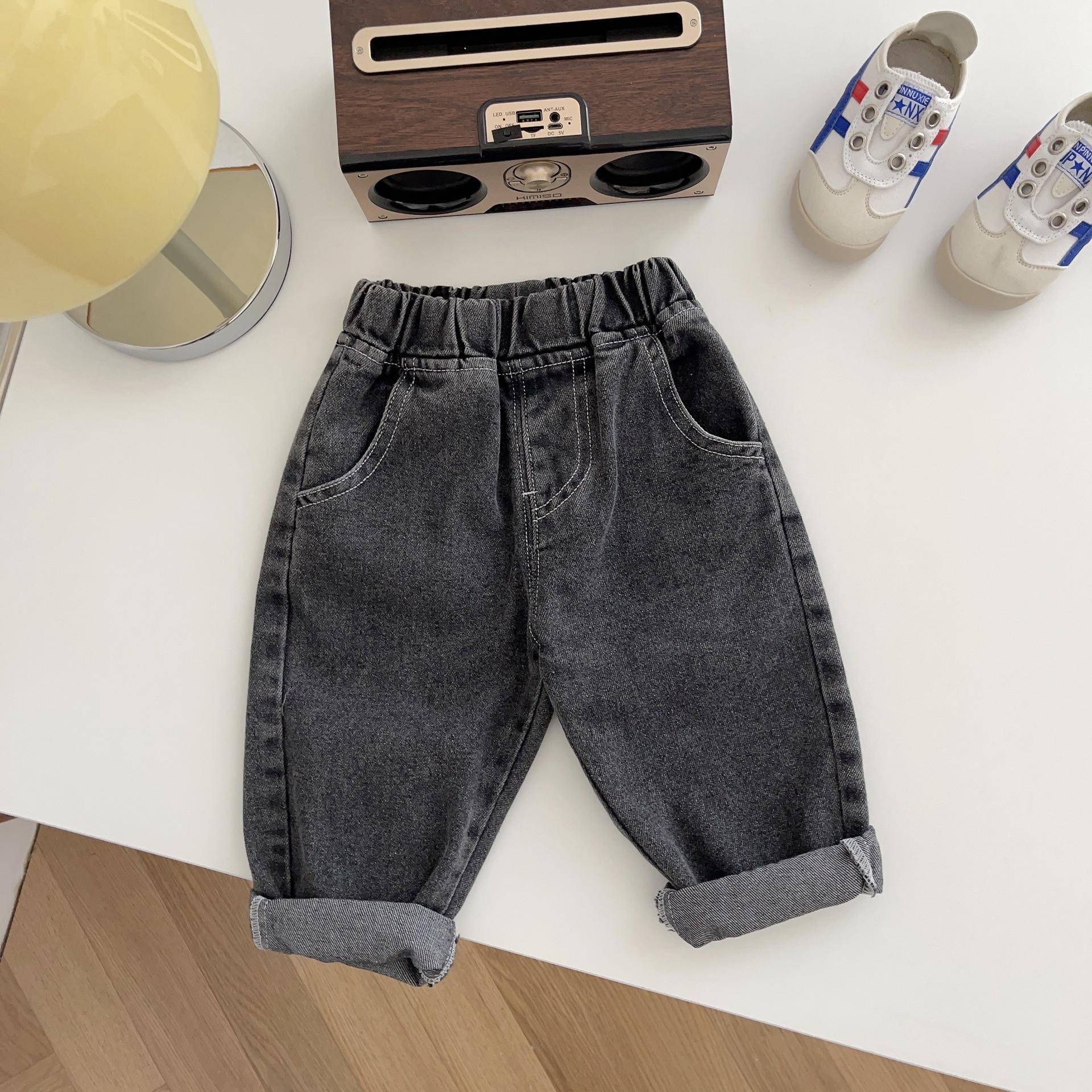Soft Casual Children Simple Solid Color Jeans - Image 10