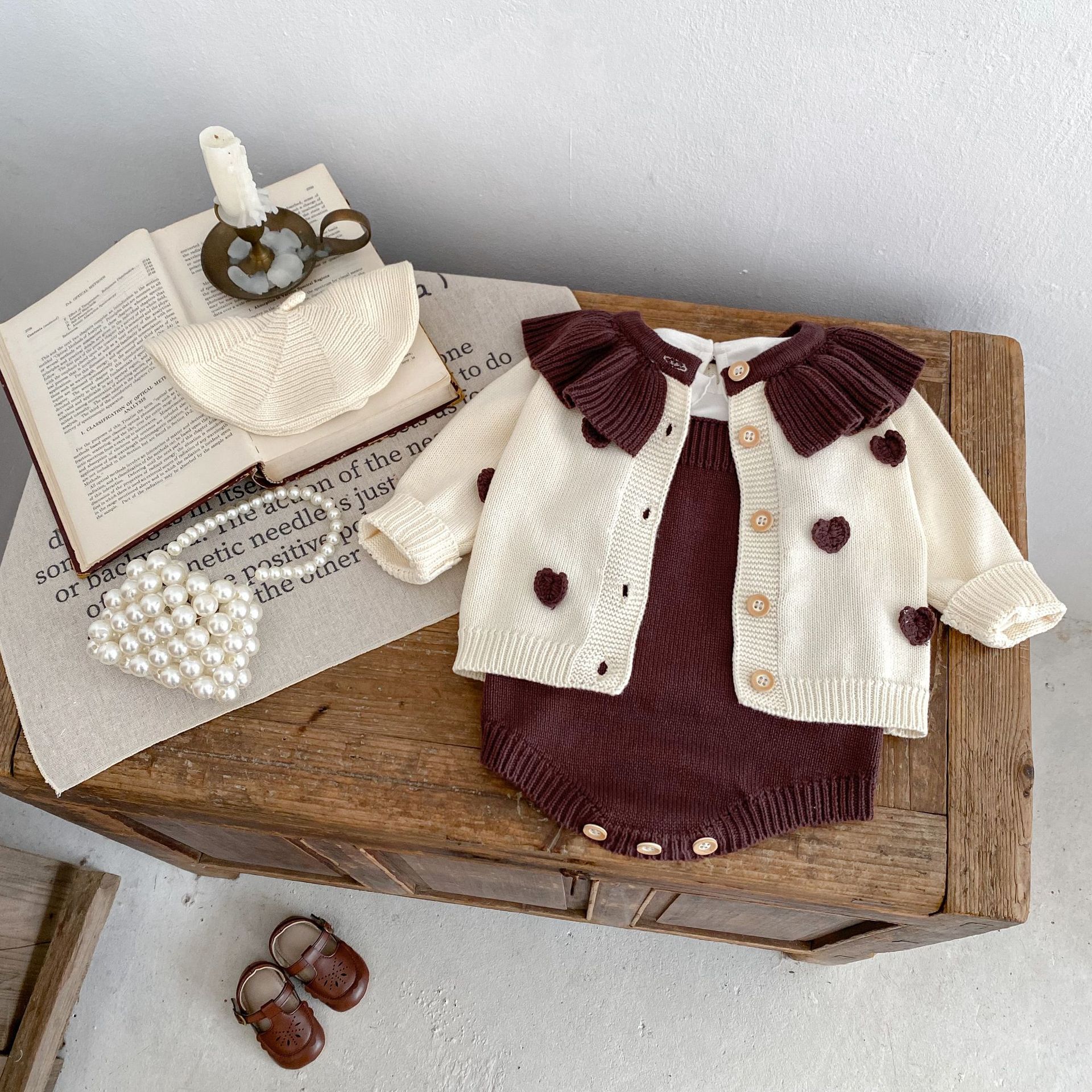 Girls' Fashion Heart Knitted Long-sleeved Jacket - Image 2