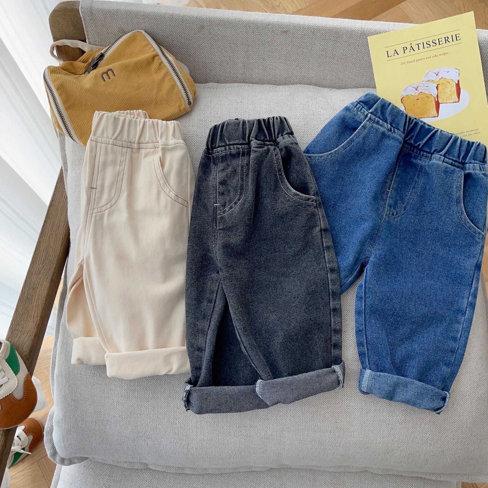 Soft Casual Children Simple Solid Color Jeans - Image 5
