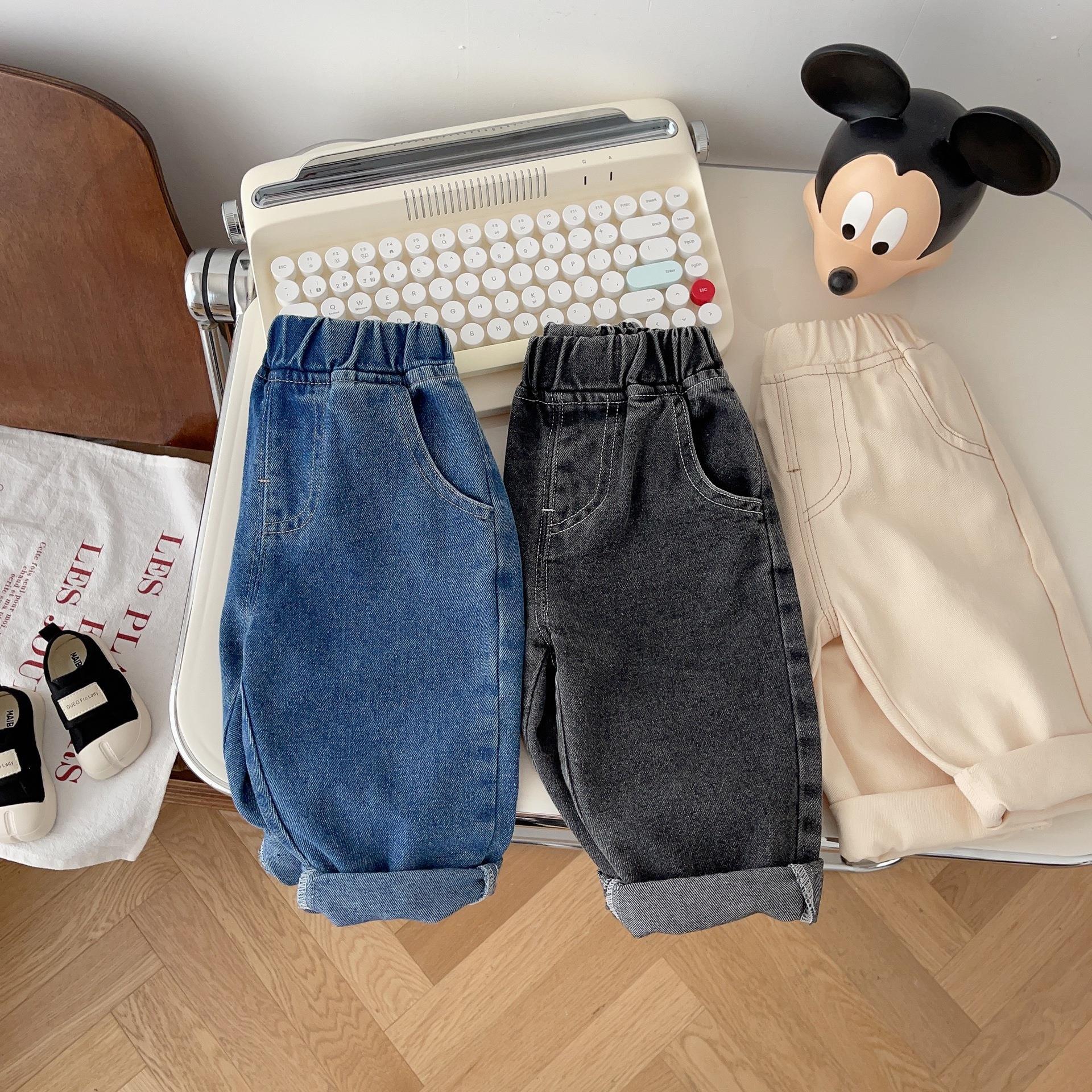Soft Casual Children Simple Solid Color Jeans - Image 3