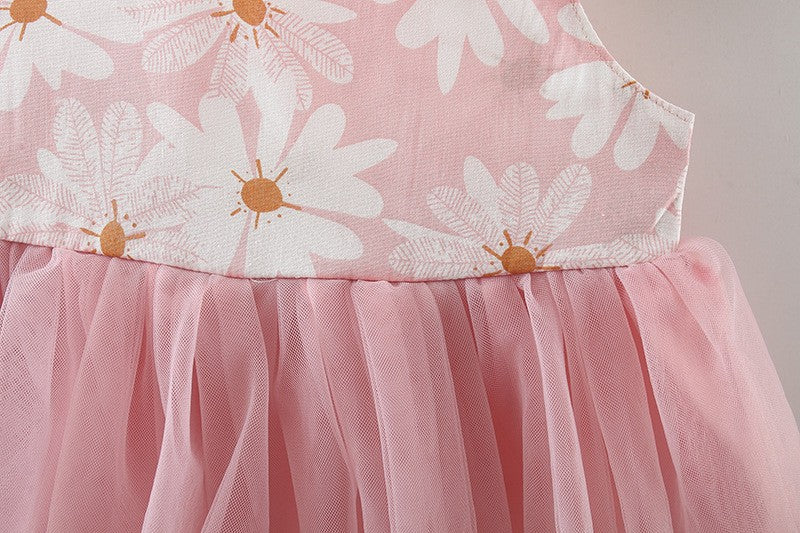 Girls' Summer New Floral Mesh Slip Dress - Image 6