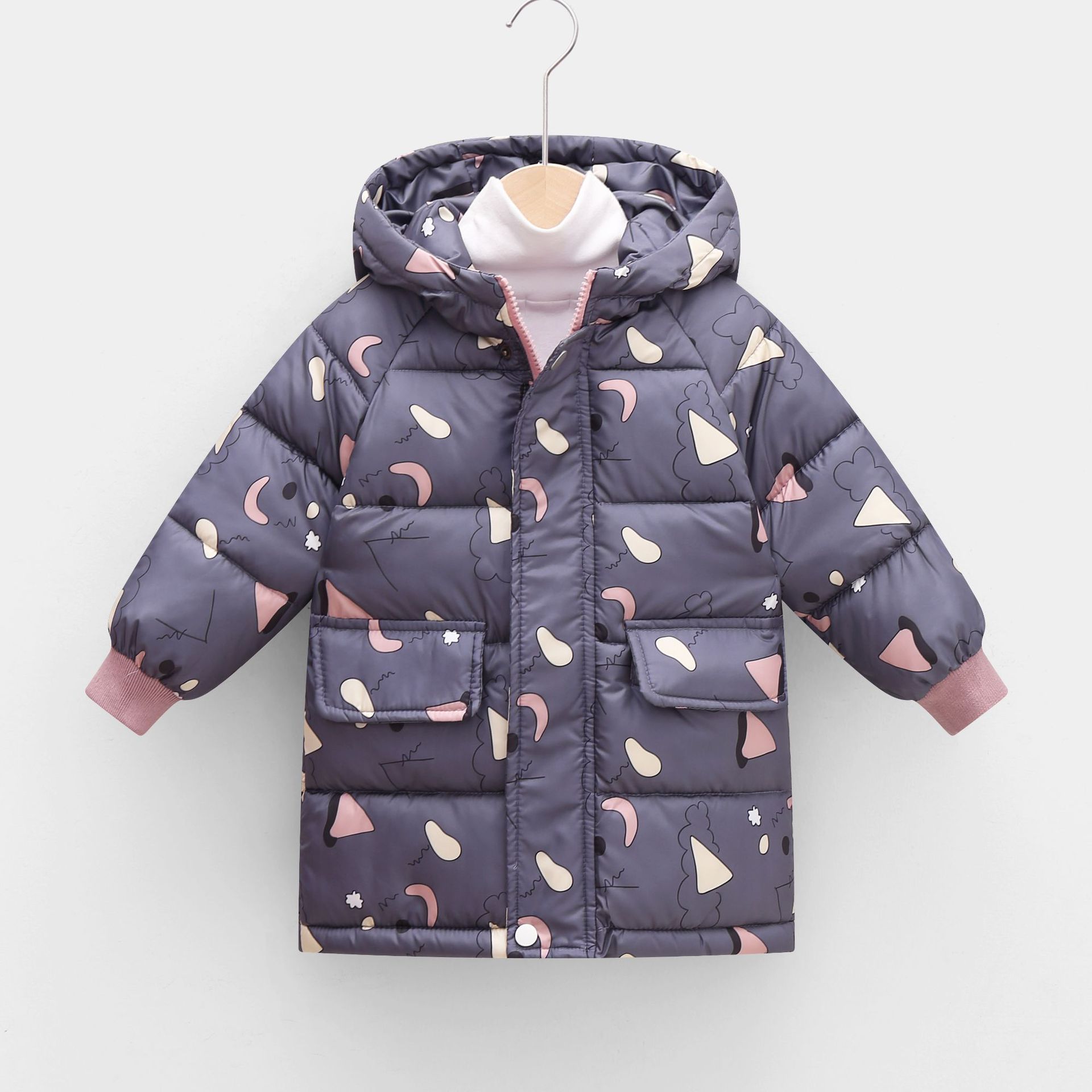 Mid-length Children's Cotton Clothes Hooded Thickened Jacket - Image 13
