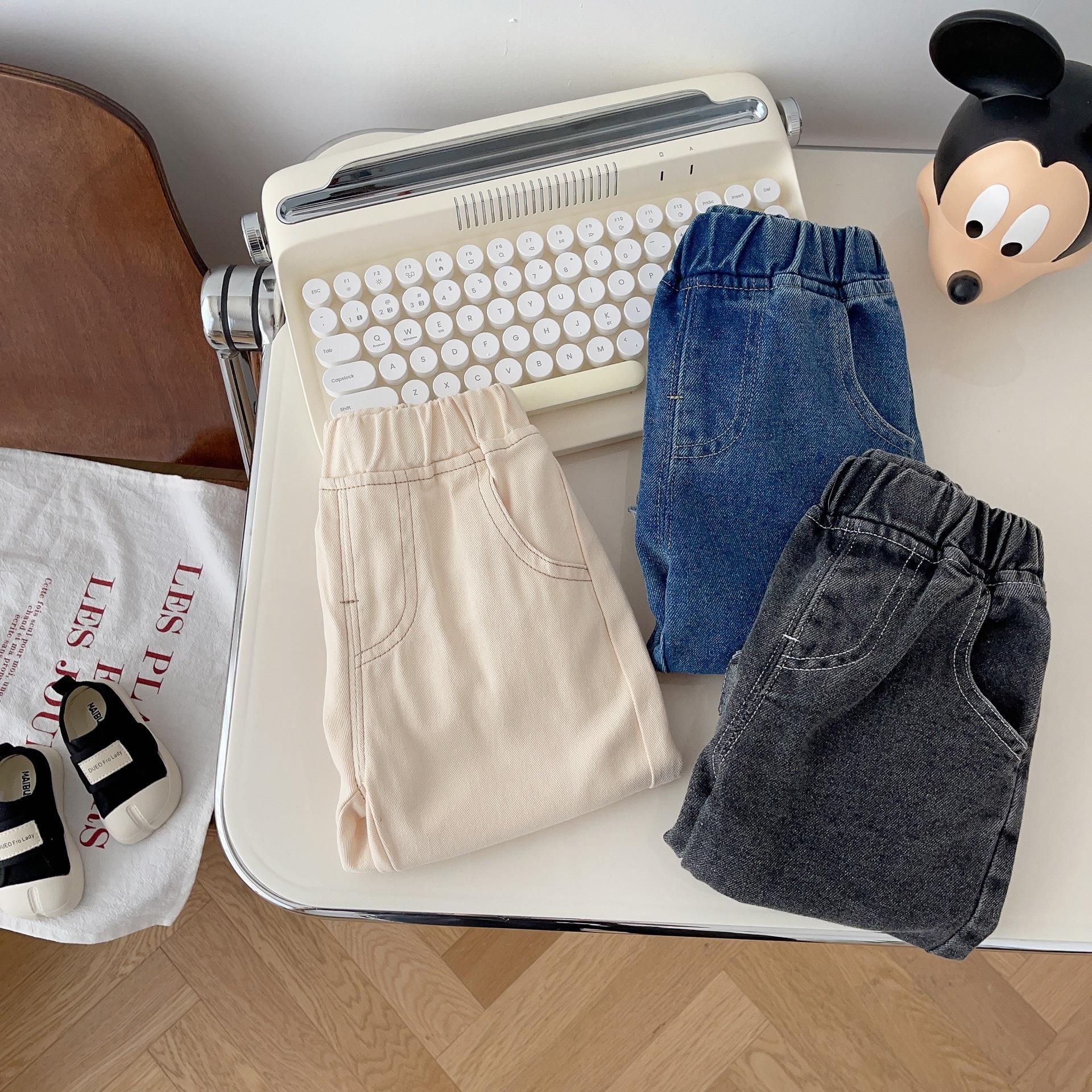 Soft Casual Children Simple Solid Color Jeans - Image 4