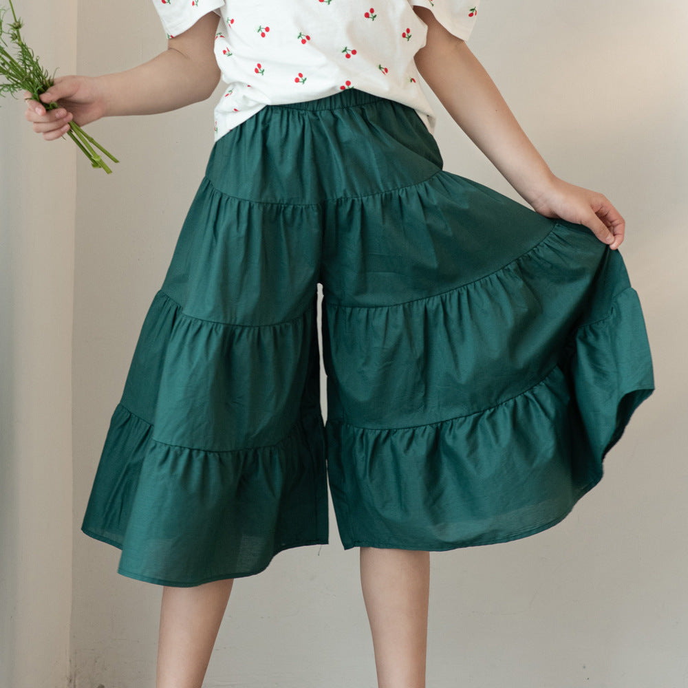 Korean Version Of Morandi Culottes Set Women's Big Kids Casual Pants Set - Image 12