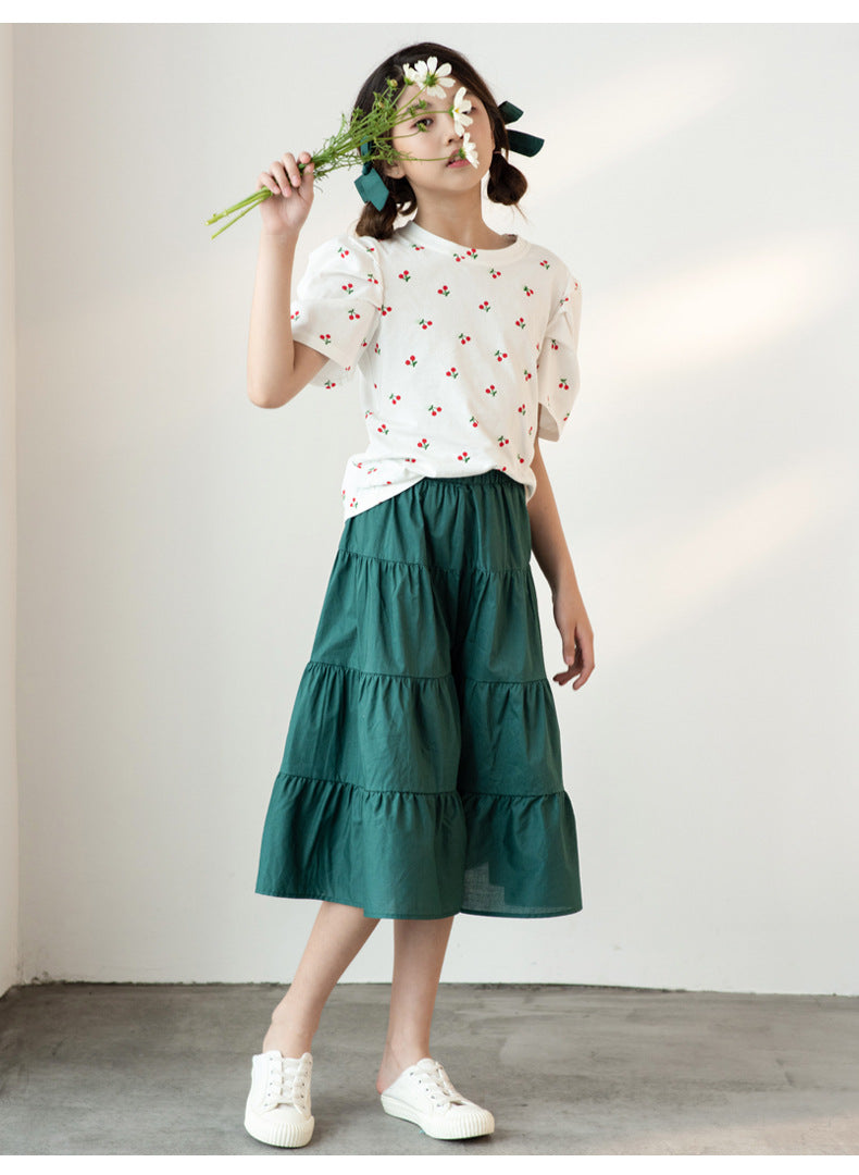 Korean Version Of Morandi Culottes Set Women's Big Kids Casual Pants Set - Image 9